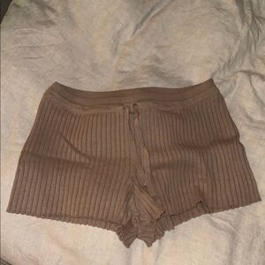 Organic Basics Brown Ribbed Pajama Shorts